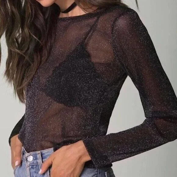 NWT Victoria’s Secret Sheer Long Sleeve Top - Picture 3 of 8